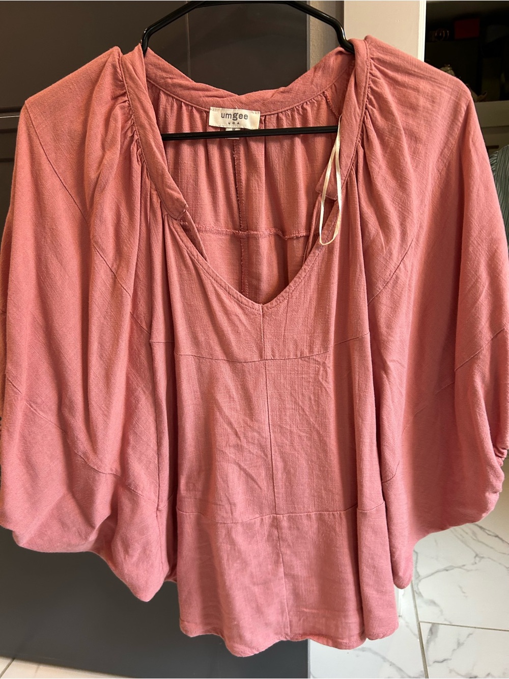 Umgee Dusty Rose V-Neck Dolman Sleeve Tunic